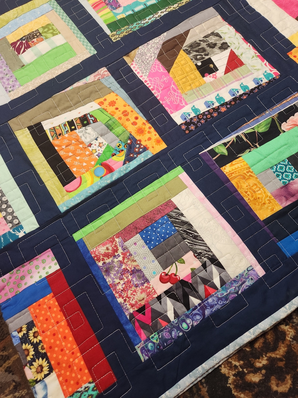 Handmade Multicolor Patchwork Quilt Runner - - Picture 3 of 12